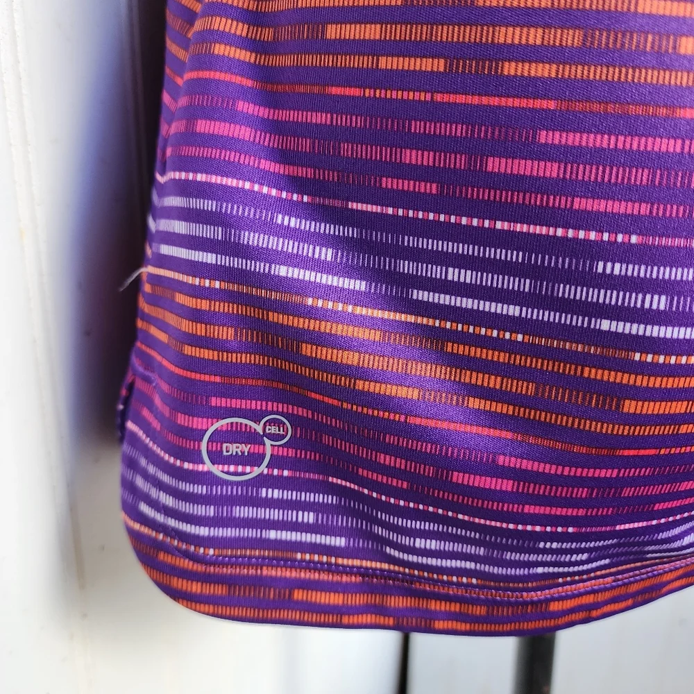 Puma Golf Sleeveless Polo Shirt Purple Striped Athletic DryCELL Top Womens Sz M - Picture 8 of 14